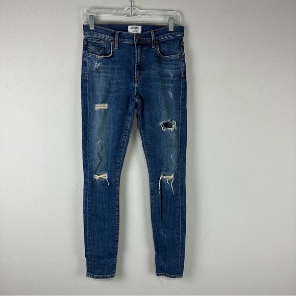 Agolde Kansas City Dark Wash Distressed Sophie High Rise Skinny Jeans Size 27 - Picture 1 of 8